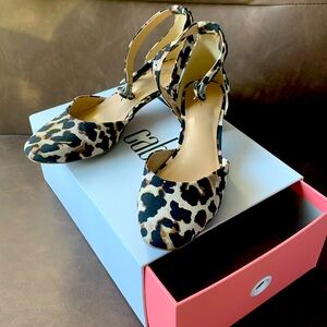Cabi leopard little heel ankle tie shoe